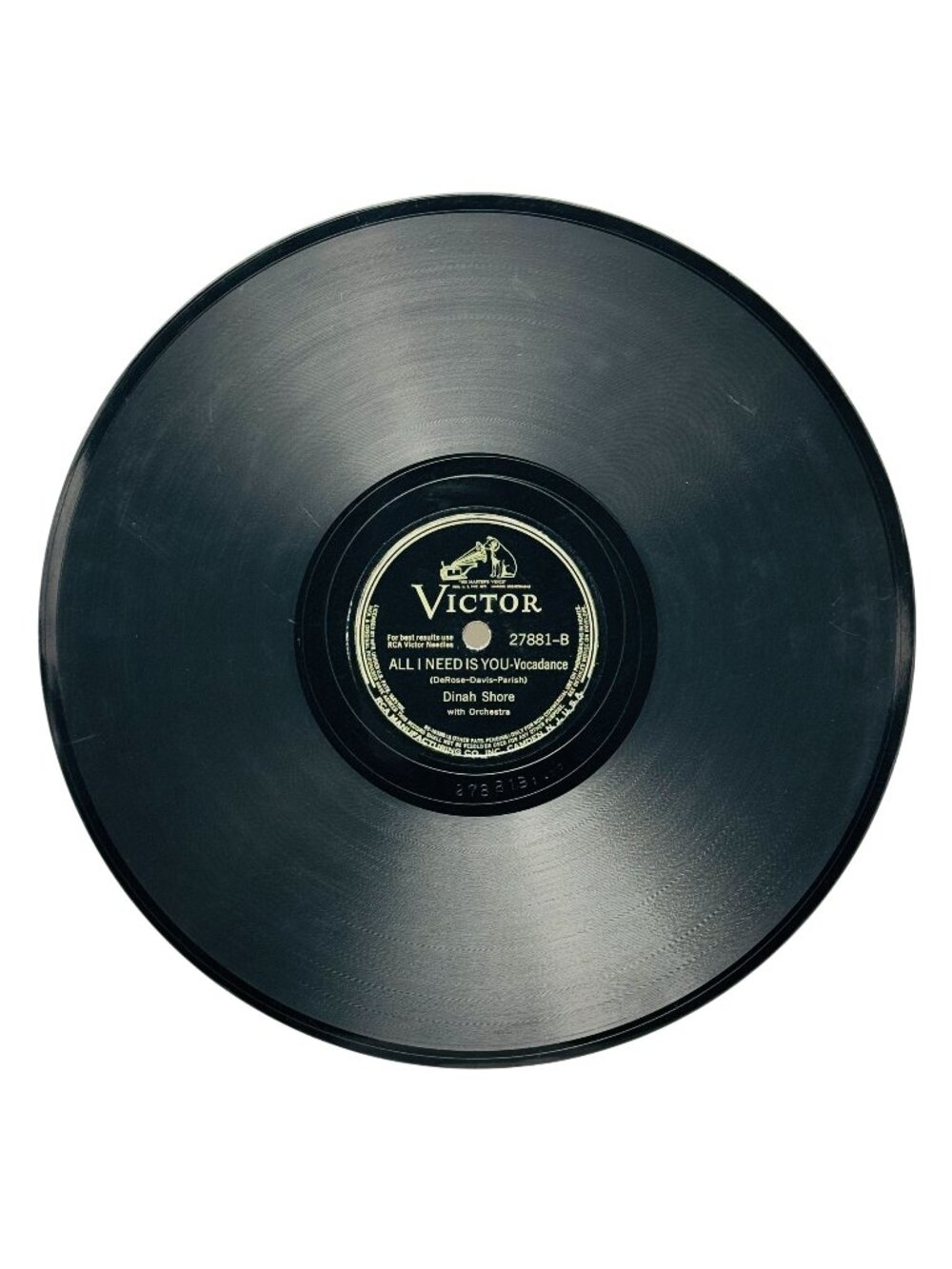 Dinah Shore One Dozen Roses 10 Inch Shellac Record 78 RPM Victor 27881 VG+